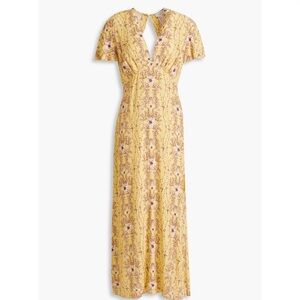 SANDRO Cutout floral-jacquard midi dress